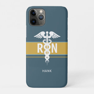 Male Nurse RN Healthcare Blue Gold Personalised  iPhone 11 Pro Case