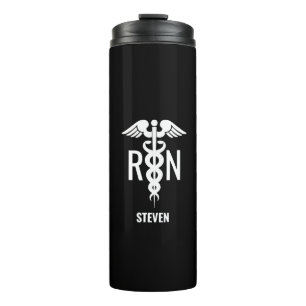 Male Nurse RN Murse Black White Personalised Thermal Tumbler