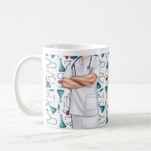 Male Nurse White Scrubs Personalised Coffee Mug