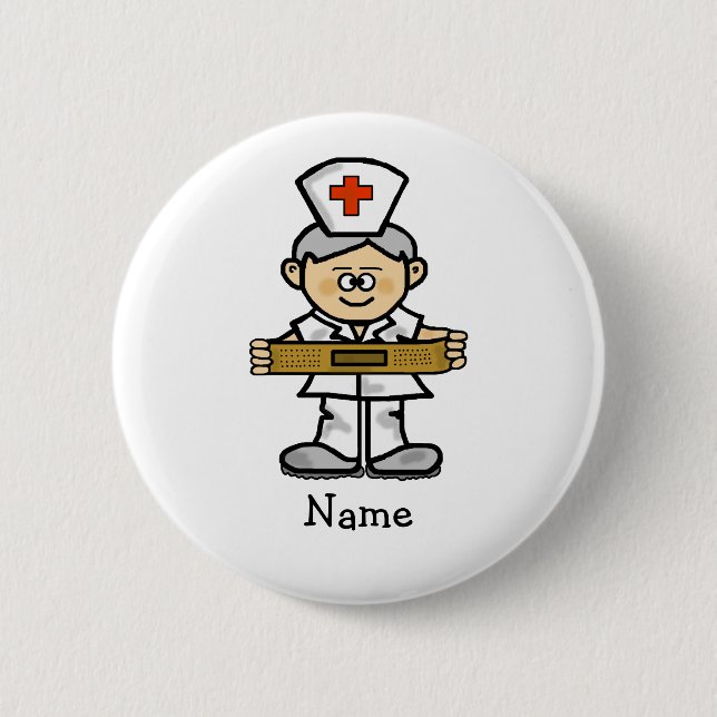Male Nurse with Grey Hair Button  Customise It! (Front)