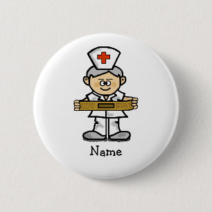 Male Nurse with Grey Hair Button Customise It!
