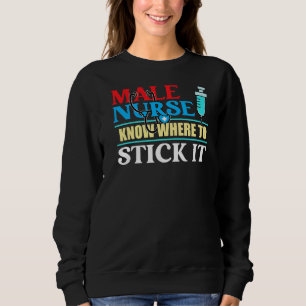 Male Nurses Know Where To Stick Saying Nurse Day Sweatshirt