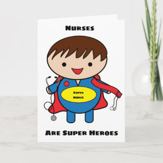 Male Nurses Super Hero Kawaii Personalize Card
