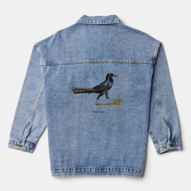 Male of Boat-tailed Grackle photography Denim Jacket (Back)