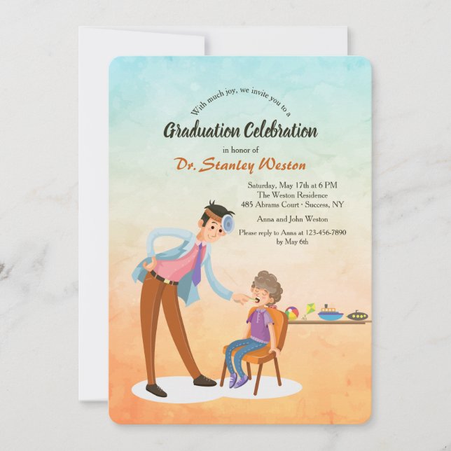Male Paediatrician Graduation Invitation (Front)