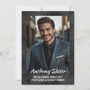 Male Pageant Autograph Cards - Modern Border