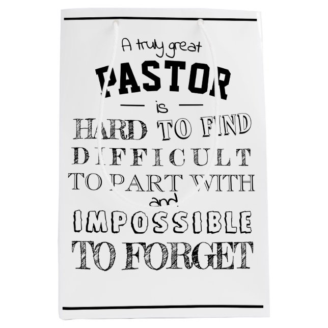 Male Pastor Birthday Anniversary favour Typography Medium Gift Bag (Front)
