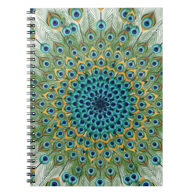 Male Peacock Colorful Mandala Notebook (Front)