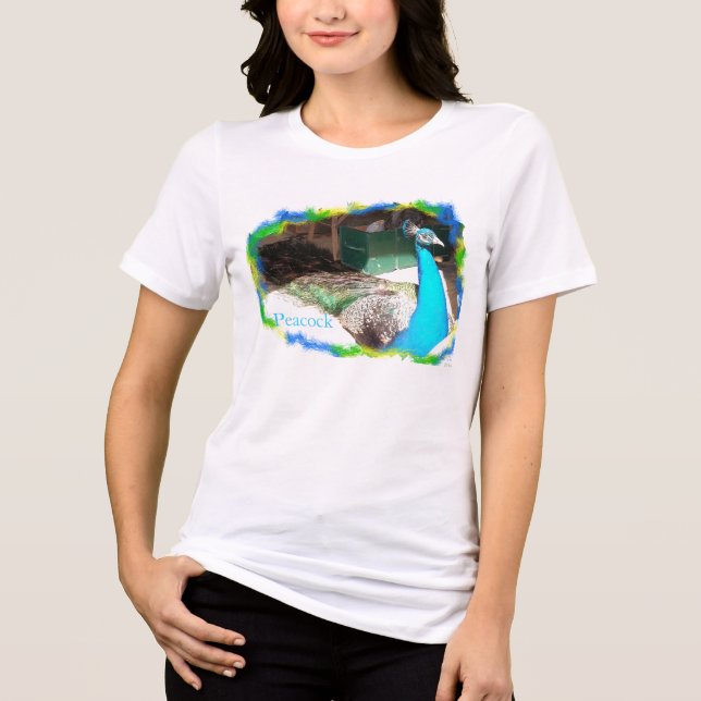 Male Peacock Sunbathing Tri-Blend Shirt (Front)
