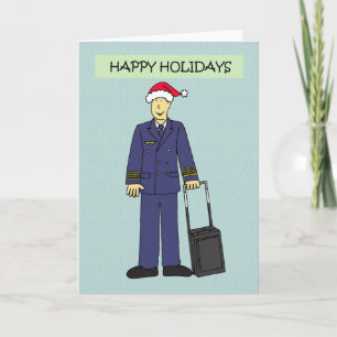Male Pilot Happy Holidays Holiday Card
