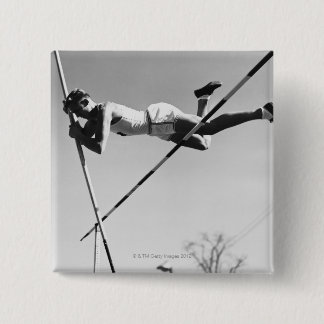 Male Pole Vaulter 15 Cm Square Badge