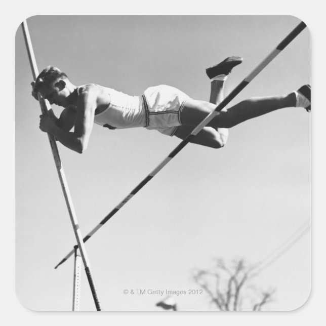 Male Pole Vaulter Square Sticker (Front)