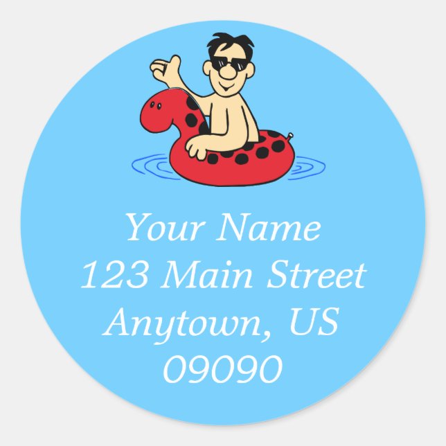 Male Pool Party Address Label (Red) (Front)