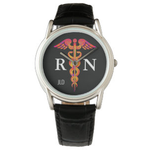 Male Registered Nurse Colorful Caduceus Symbol Watch