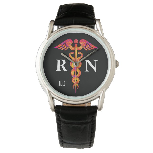 Male Registered Nurse Colourful Caduceus Symbol Watch (Front)