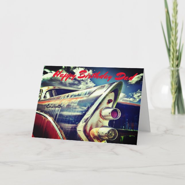 Male Relative, Birthday. Vintage car. Card (Front)