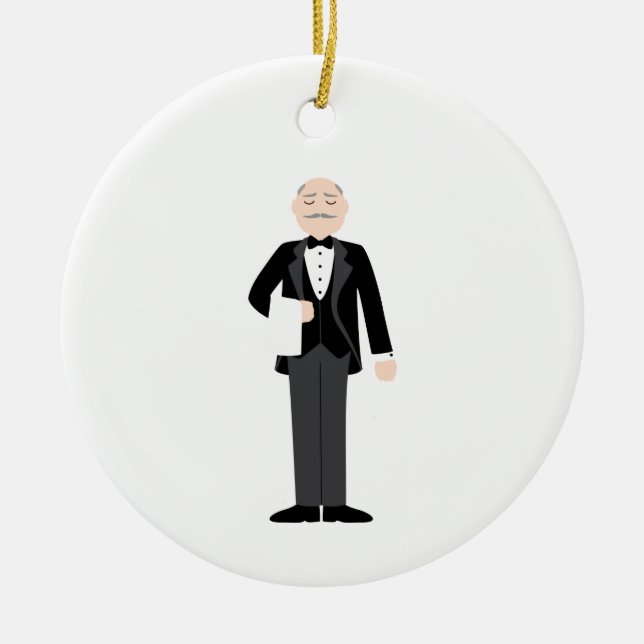 Male Server Ceramic Tree Decoration (Front)