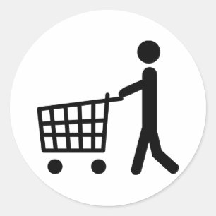 male shopping logo classic round sticker