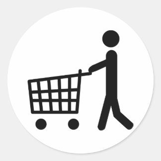 male shopping logo classic round sticker