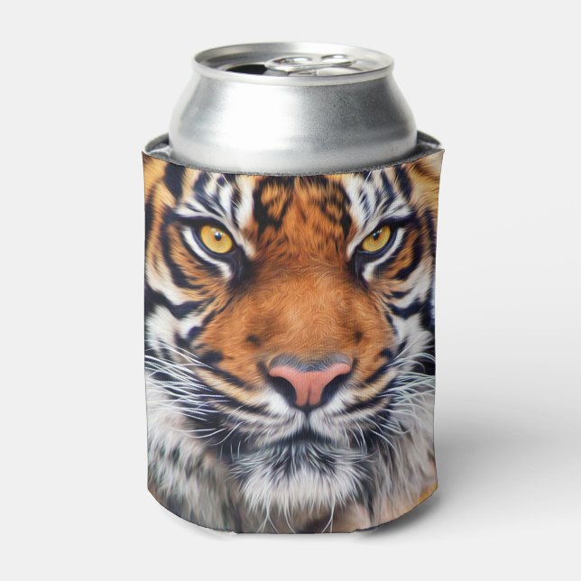 Male Siberian Tiger Paint Photograph Can Cooler (Can Front)