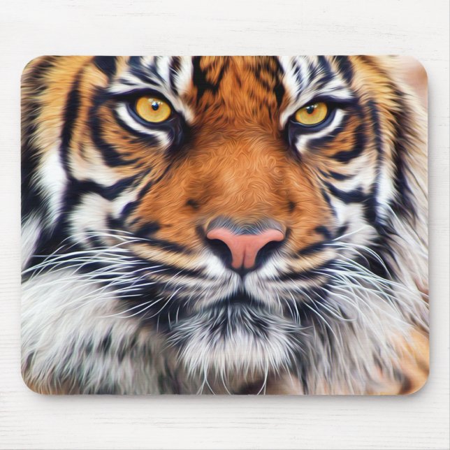 Male Siberian Tiger Paint Photograph Mouse Mat (Front)