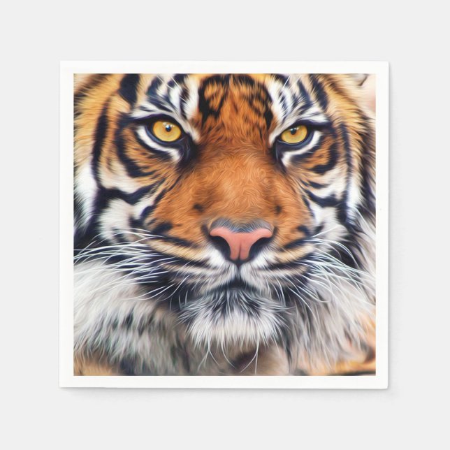 Male Siberian Tiger Paint Photograph Napkin (Front)
