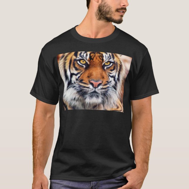 Male Siberian Tiger Paint Photograph T-Shirt (Front)