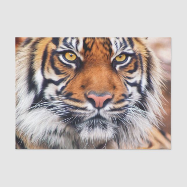 Male Siberian Tiger Paint Photograph Tissue Paper (Front)