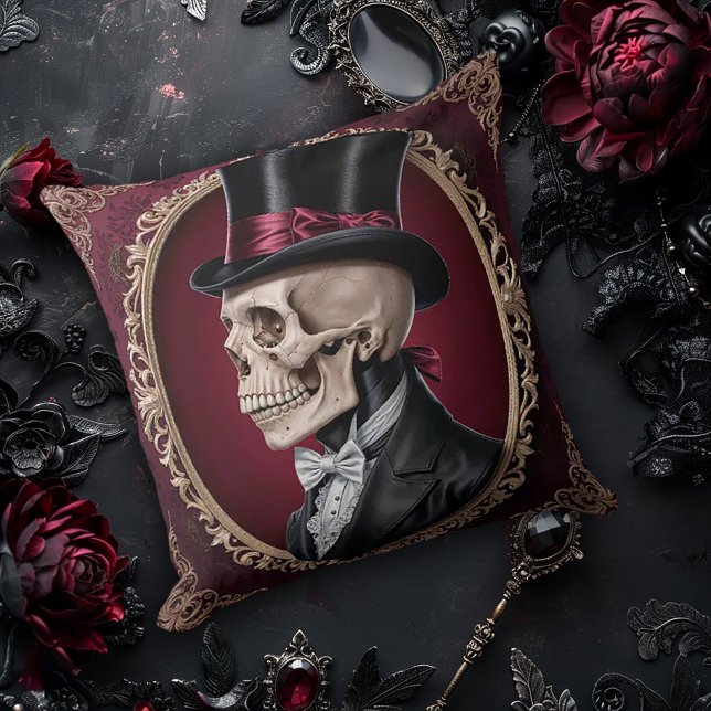 Male Skull Cameo in Red Cushion (Creator Uploaded)