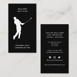 Male Sport Coach Social Media Golf Pro Instructor Business Card