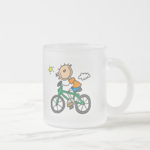 Male Stick Figure Bicyclist Tshirts and gifts Frosted Glass Coffee Mug
