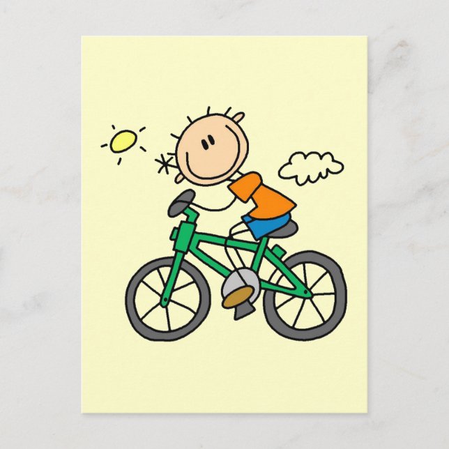 Male Stick Figure Bicyclist Tshirts and gifts Postcard (Front)