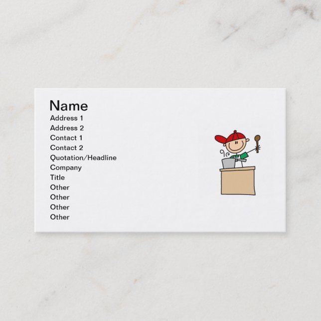 Male Stick Figure Cook Business Card (Front)
