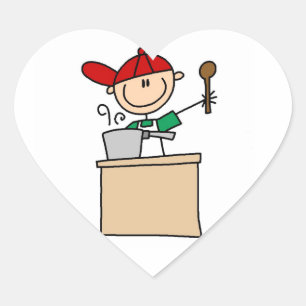 Male Stick Figure Cook Heart Sticker