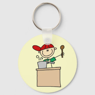 Male Stick Figure Cook Key Ring