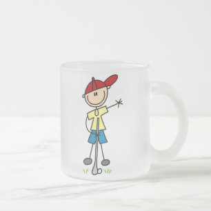 Male Stick Figure Golfer Frosted Glass Coffee Mug