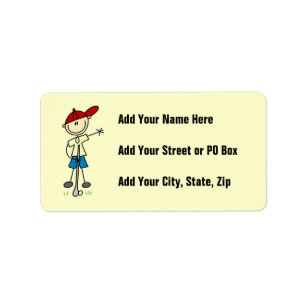 Male Stick Figure Golfer Label