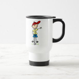 Male Stick Figure Golfer Travel Mug