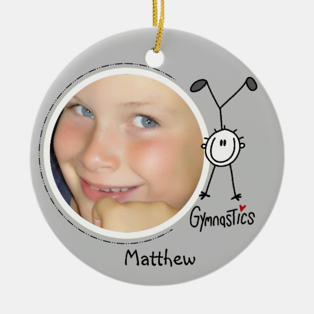 Male Stick Figure Gymnastics Ornament (Front)