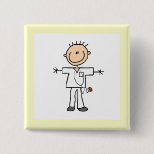 Male Stick Figure Nurse 15 Cm Square Badge