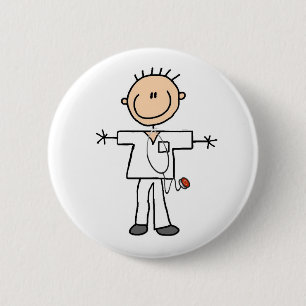 Male Stick Figure Nurse 6 Cm Round Badge