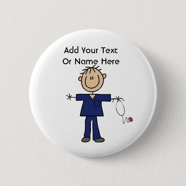 Male Stick Figure Nurse Aid T-shirts and Gifts 6 Cm Round Badge (Front)