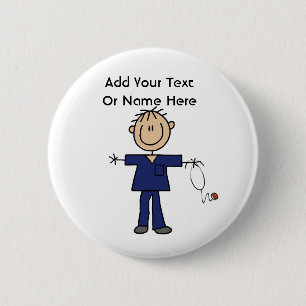 Male Stick Figure Nurse Aid T-shirts and Gifts 6 Cm Round Badge