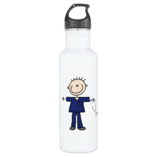 Male Stick Figure Nurse - Blue 710 Ml Water Bottle