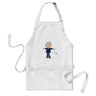 Male Stick Figure Nurse - Blue Standard Apron
