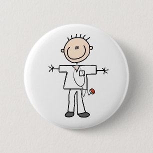 Male Stick Figure Nurse  Button