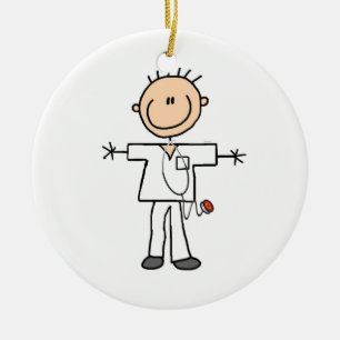 Male Stick Figure Nurse Ceramic Tree Decoration