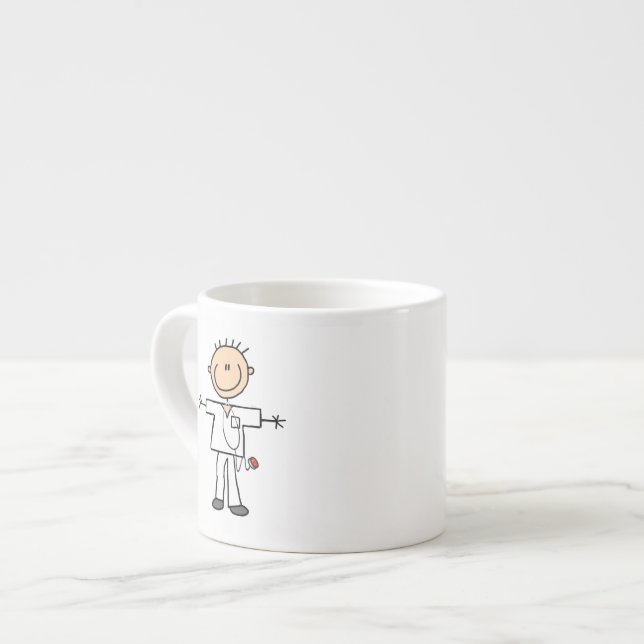 Male Stick Figure Nurse Espresso Cup (Front Left)