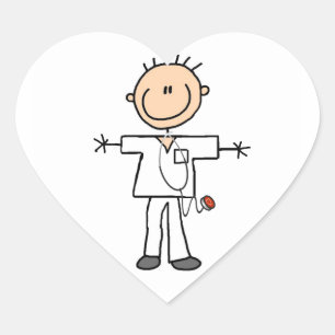 Male Stick Figure Nurse Heart Sticker