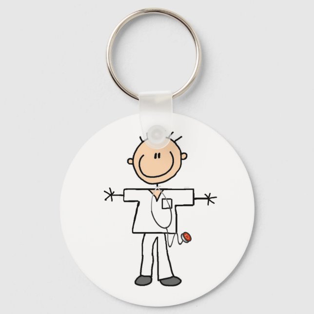Male Stick Figure Nurse Key Ring (Front)